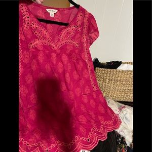 Lucky Brand XXL pink flutter sleeve top